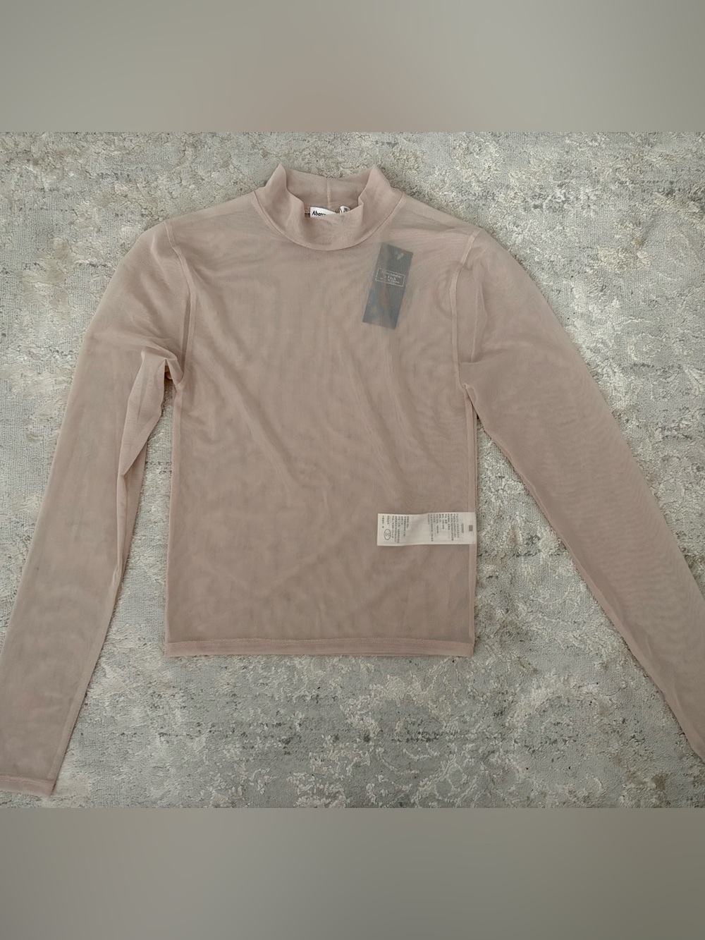 NWT❗️Abercrombie & Fitch Beige Sheer Mock Neck Long Sleeve